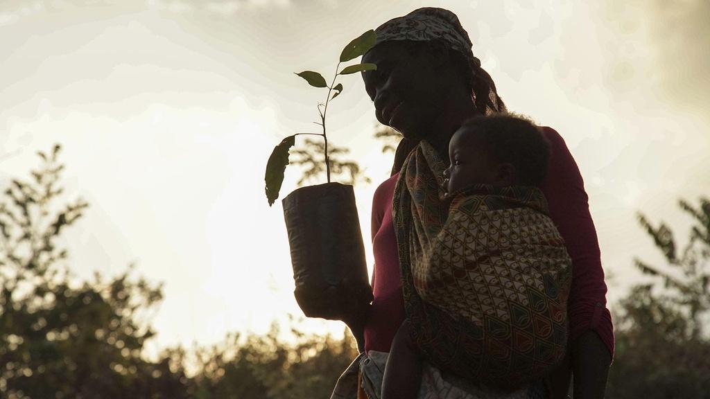 Closeup image of woman with child.