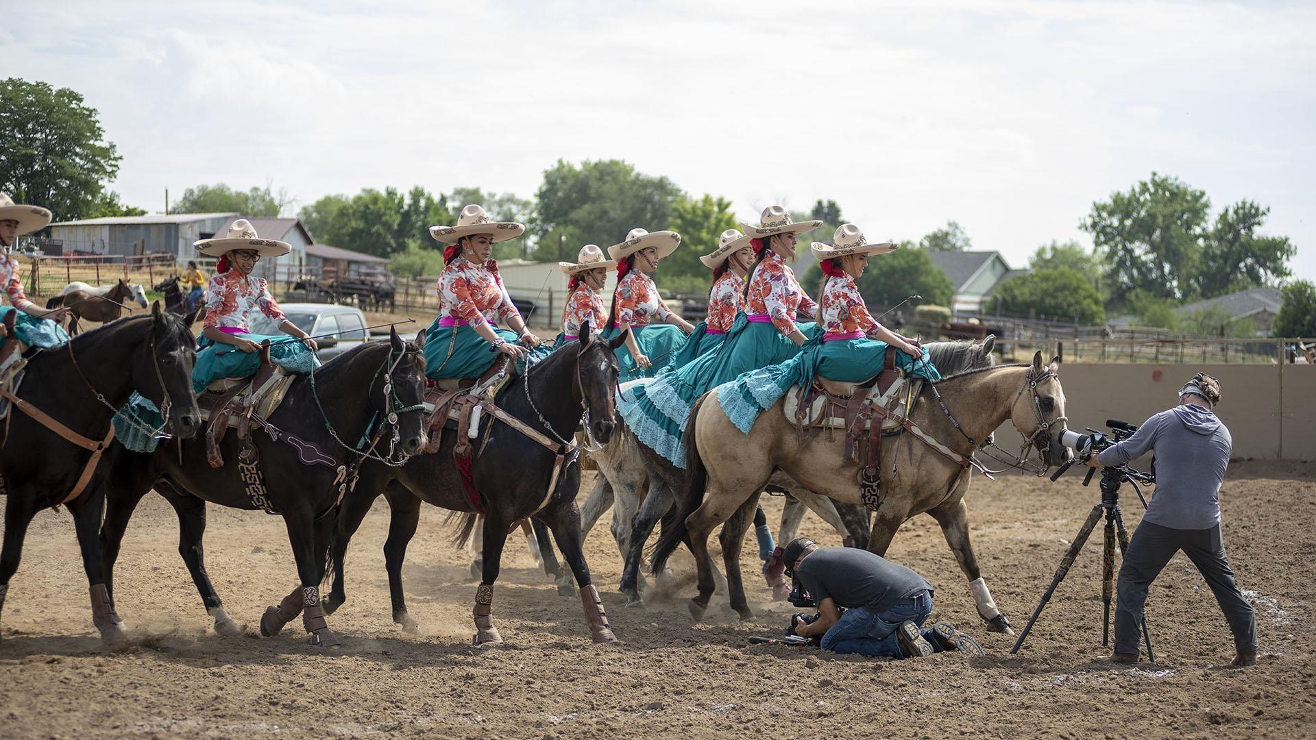 Carolina Herera and her escaramuza team rehearse. 