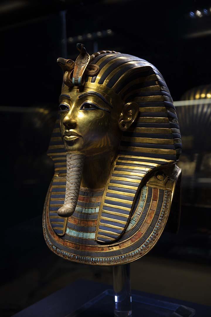 Image of the mask of King Tutankhamun located in the Egyptian Museum