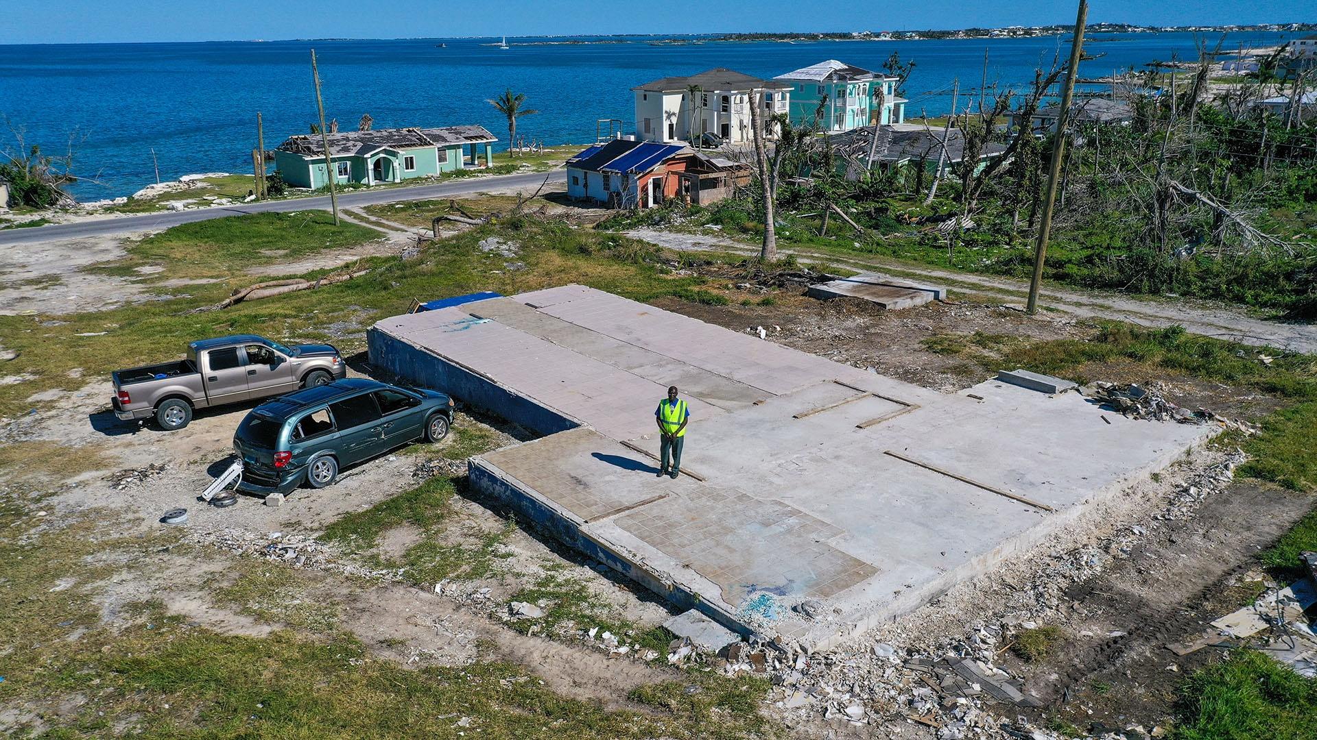 Aerial view of Miracle Revival Fellowship Church, destroyed by Hurricane Dorian.