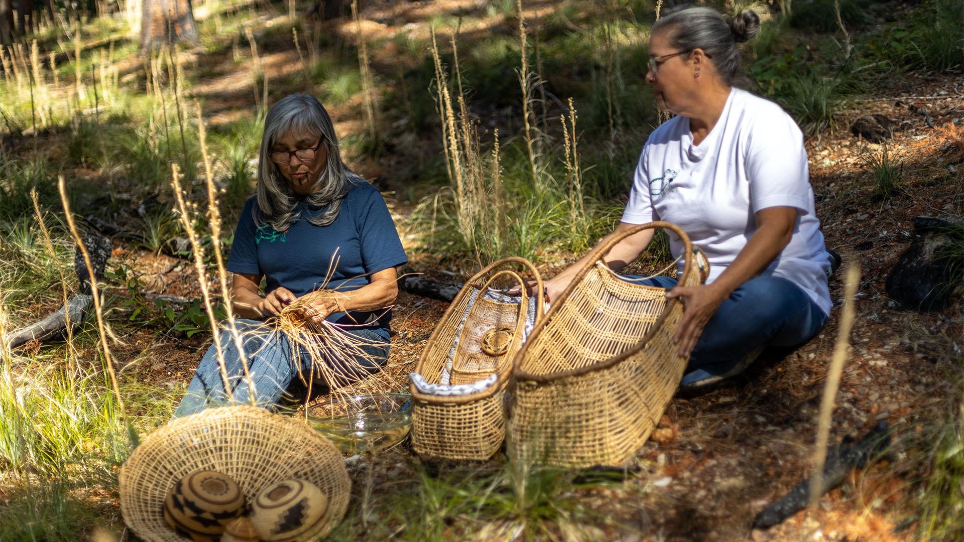 Yurok Tribe straw crafting