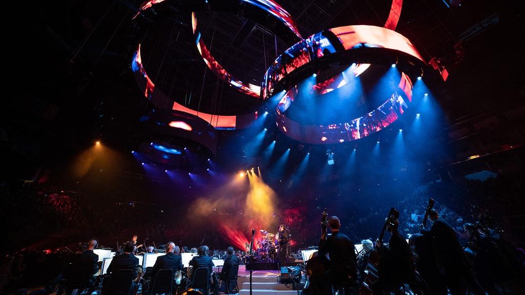 Metallica performing with the San Francisco Symphony.