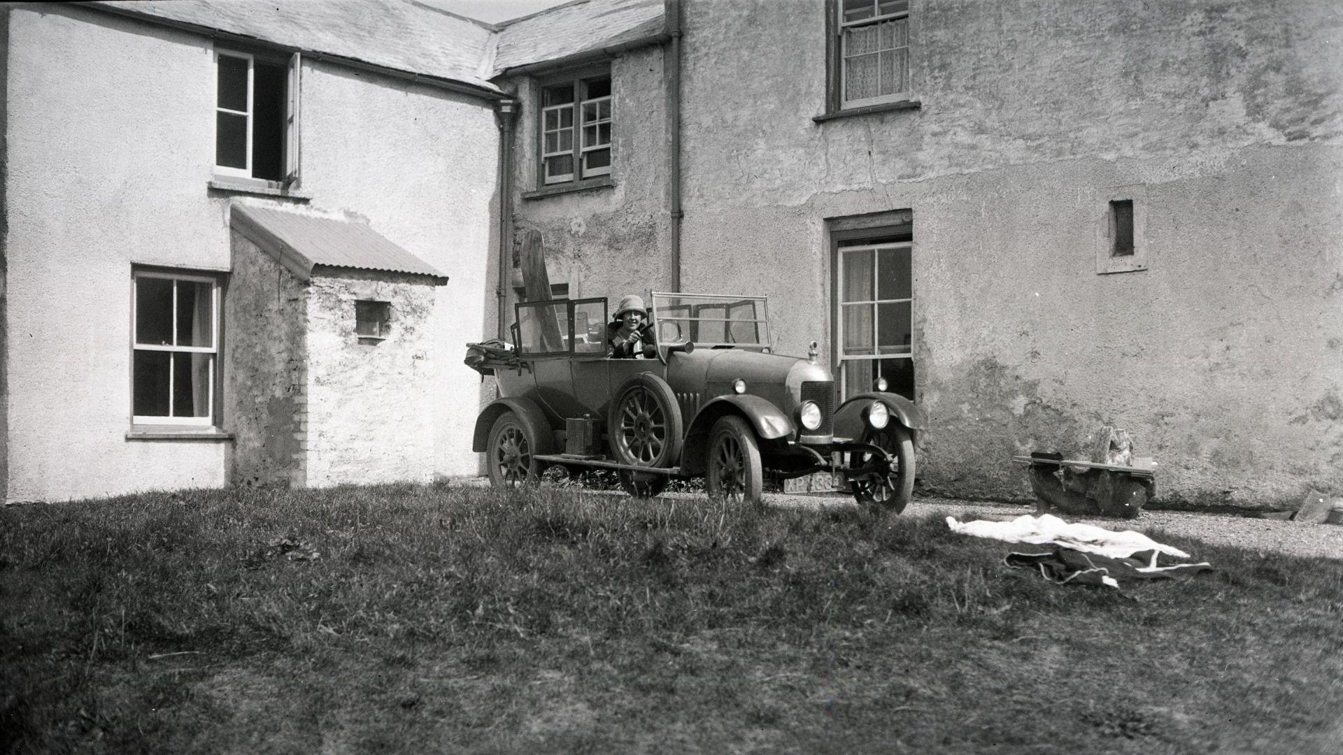 Agatha Christie in the car she disappeared in.