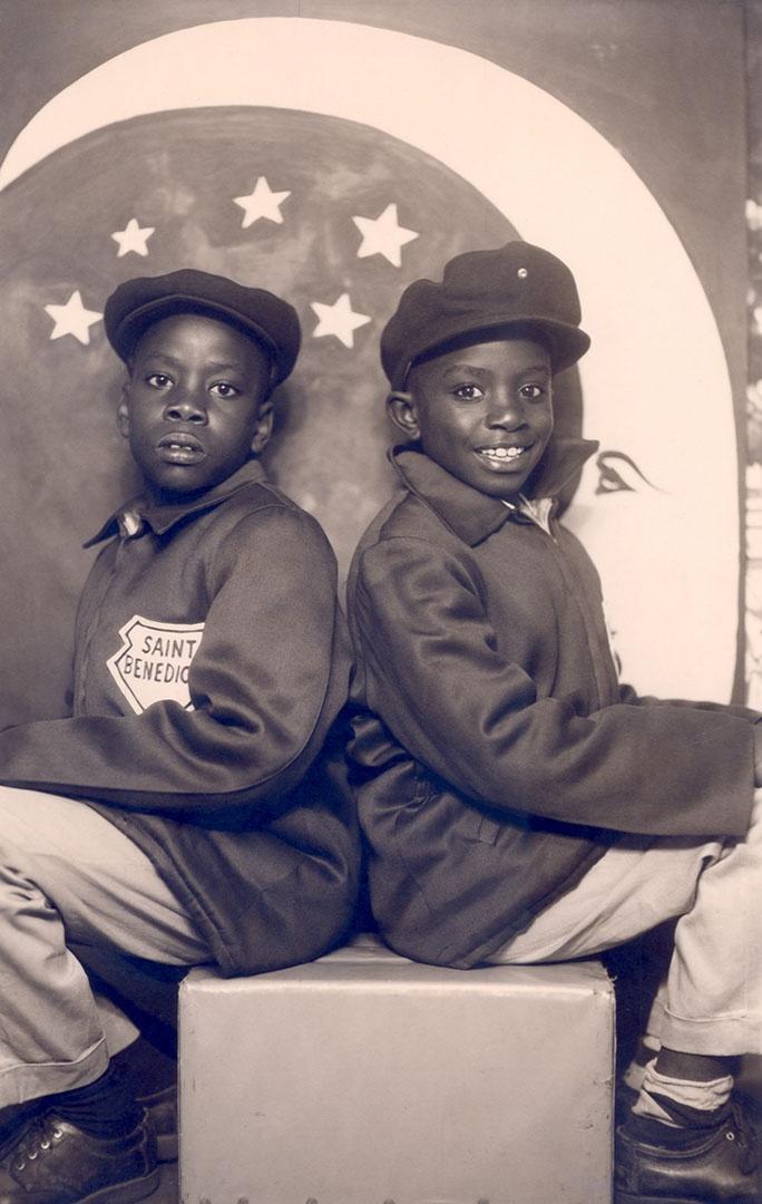 Clarence Thomas (left) and his brother Myers in their school uniforms.