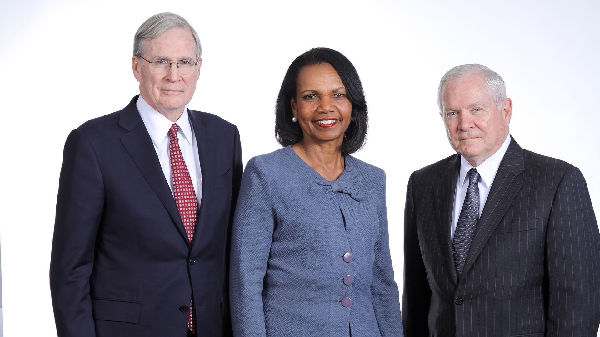 Stephen Hadley, Condoleezza Rice and Robert Gates
