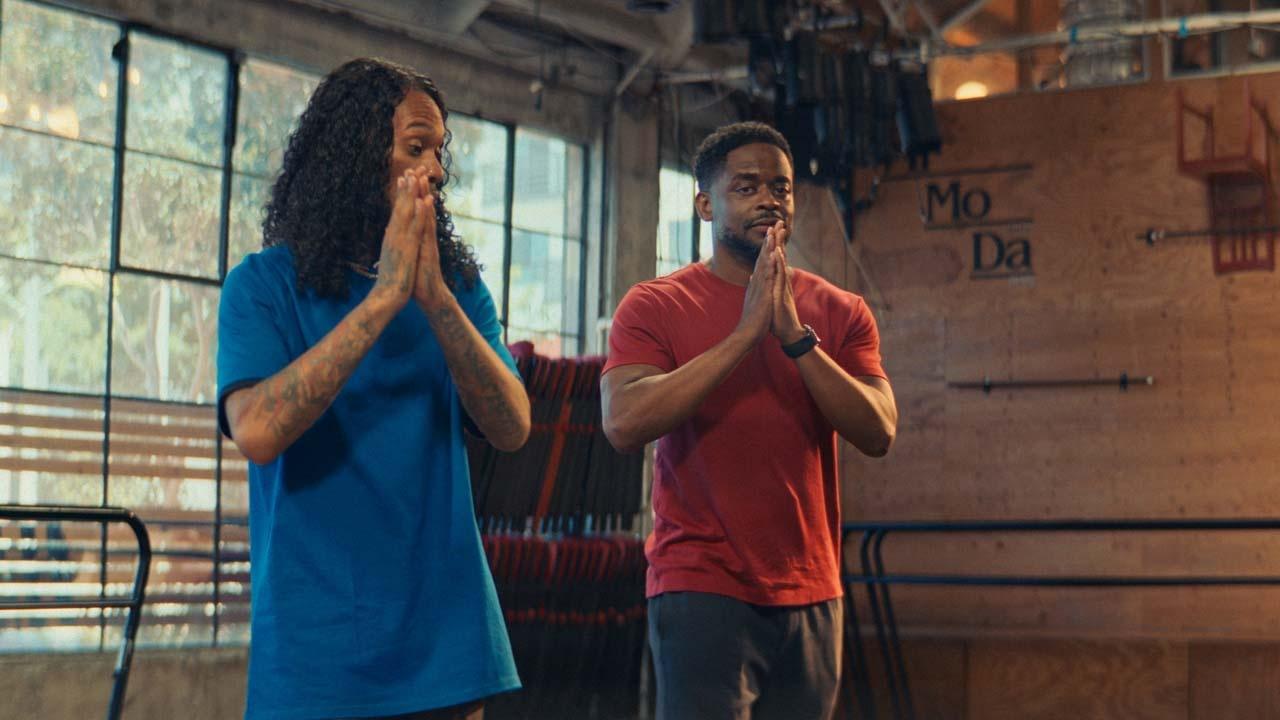 Dulé Hill and Shaheem Sanchez practice in a dance studio.