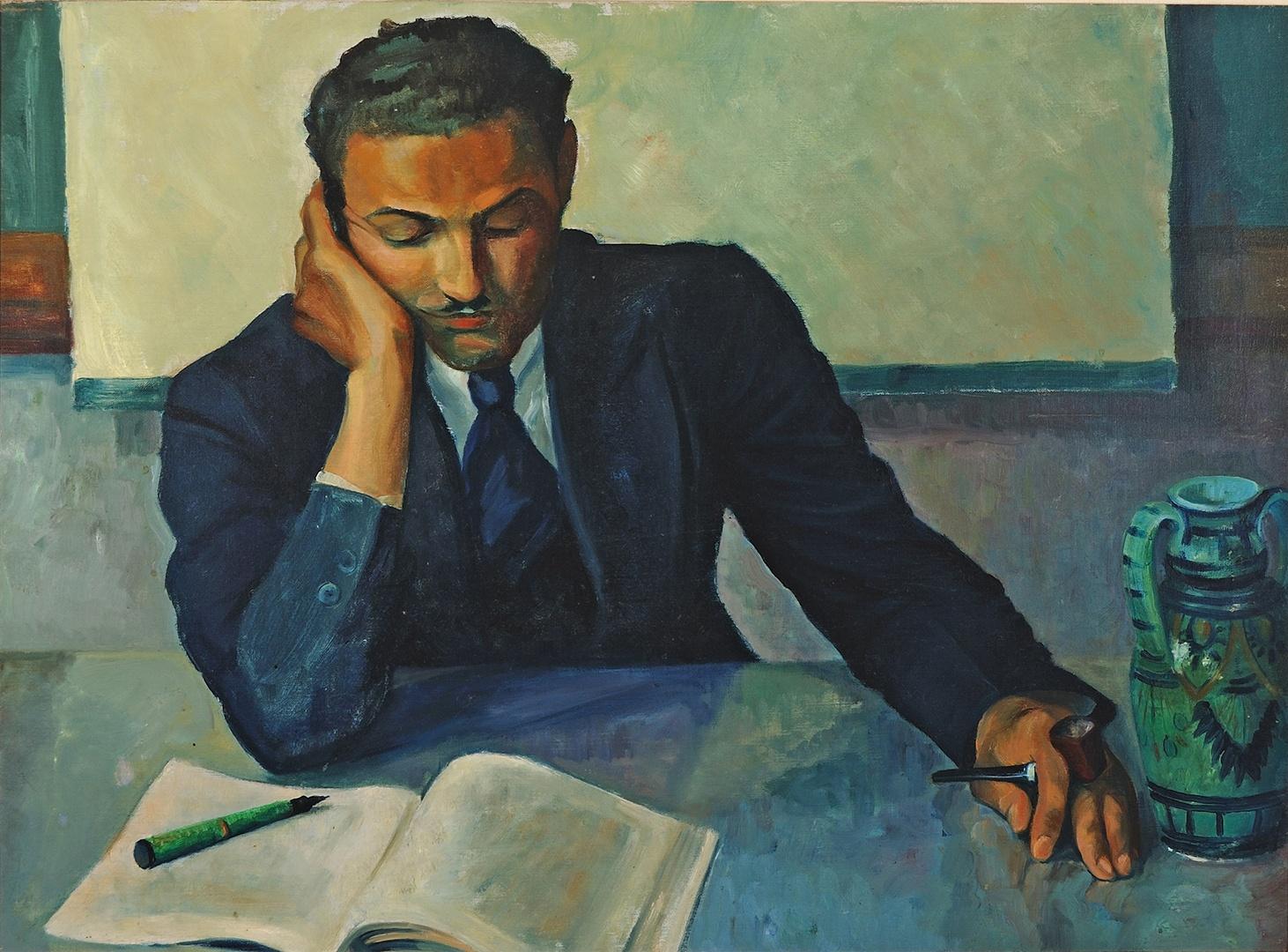 Hilda Wilkinson Brown's "Young Man Studying" painting.