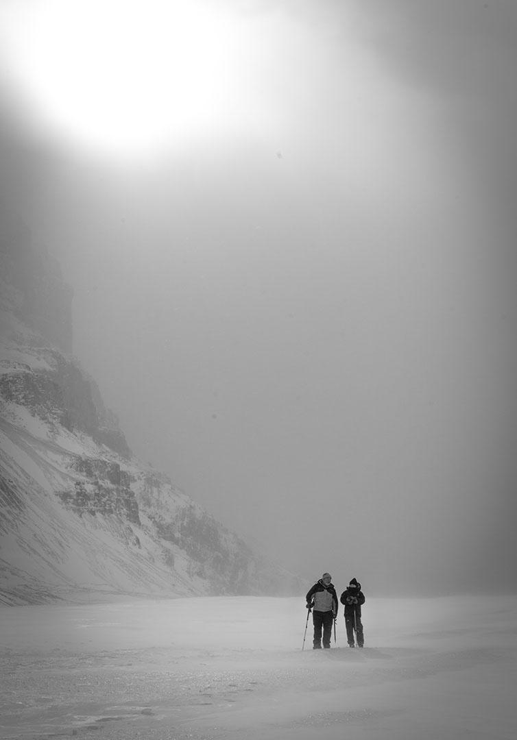 Greta Thunberg and Prof. John Pomeroy on the Athabasca Glacier.