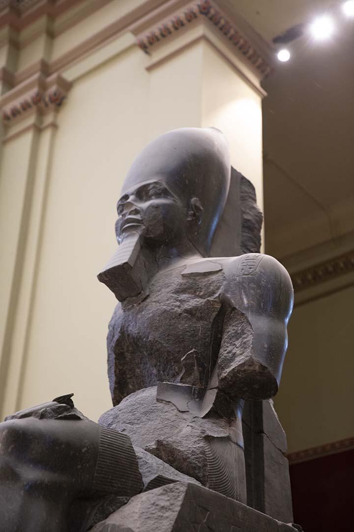 Image of a statue of King Tutankhamun located in the Egyptian Museum