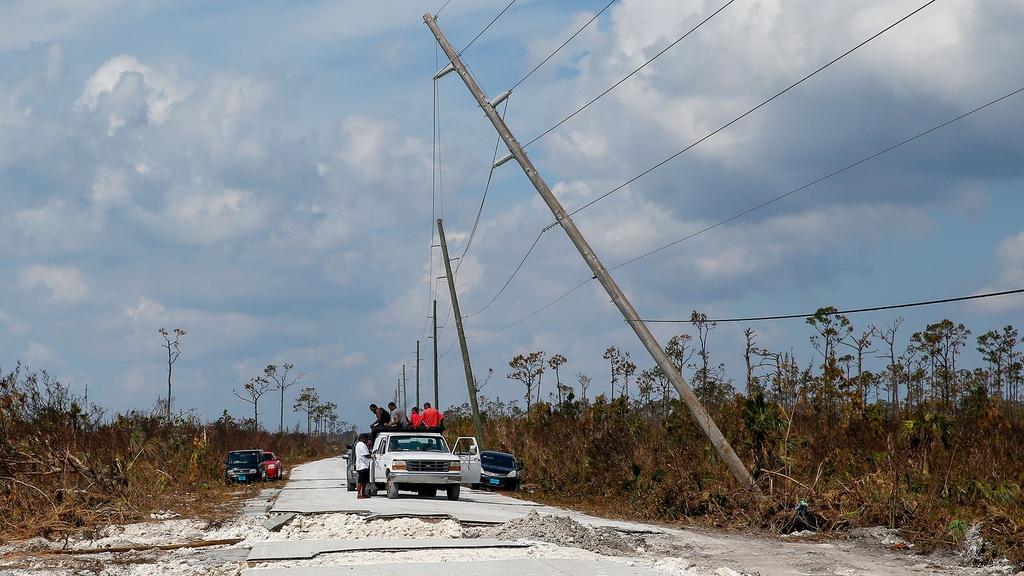 Image of a destroyed road in the Bahamas.
