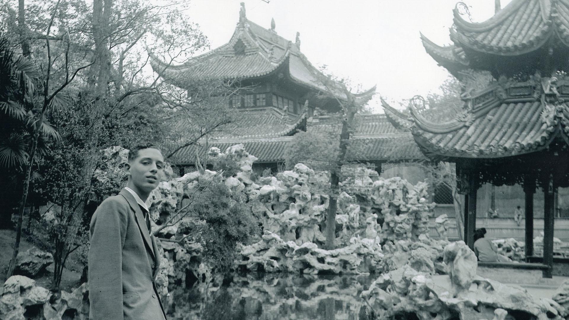 Horst Eisfelder at a Chinese Temple Garden in Sinza Road, circa 1942.