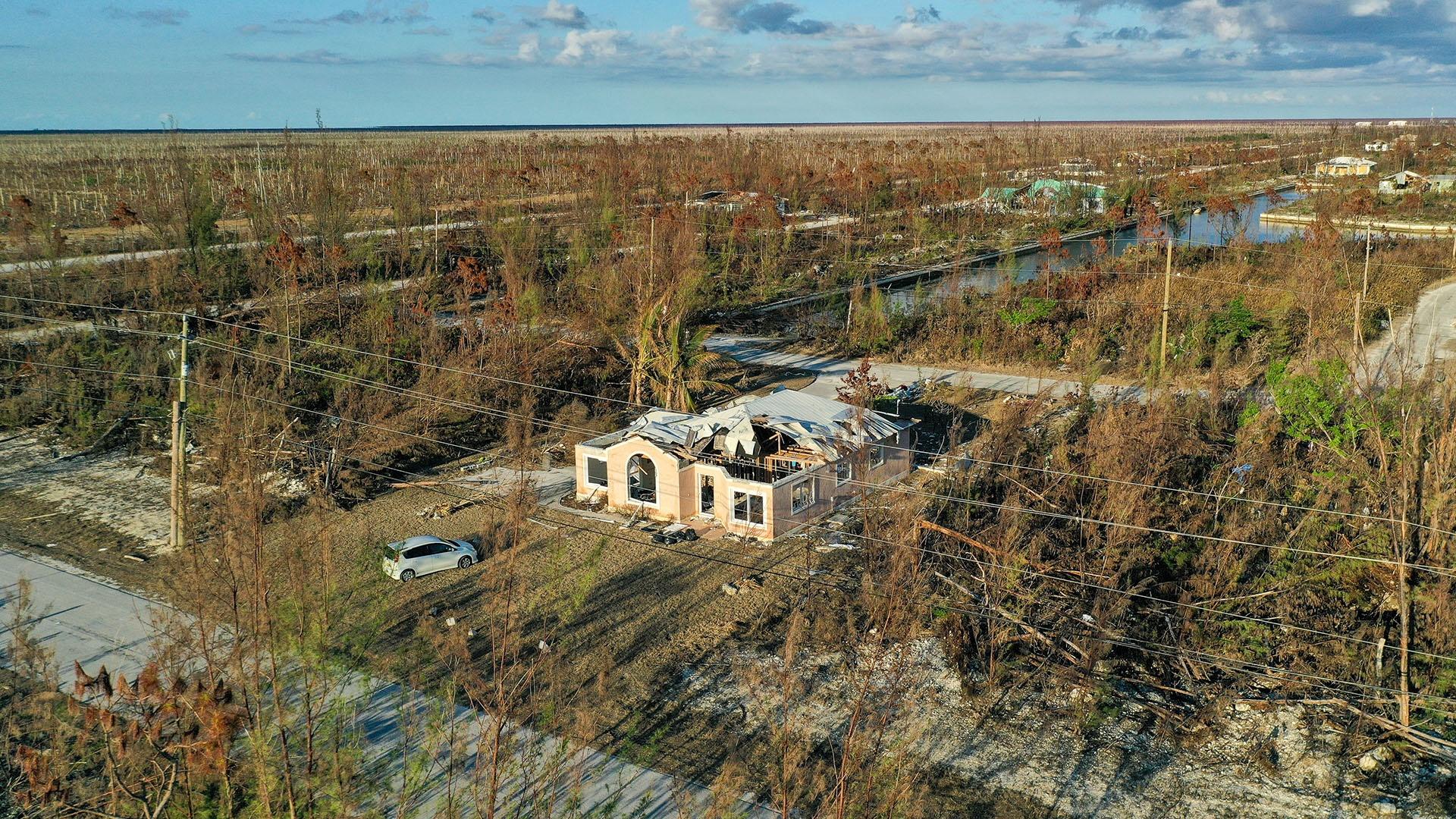 Image of a house on Grand Bahama ravaged by Hurricane Dorian.
