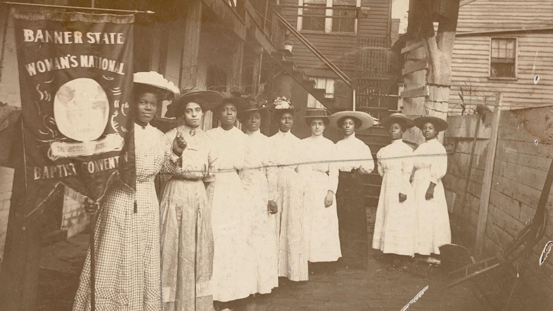 Advocate for women’s suffrage Nannie Helen Burroughs pictured with other women.