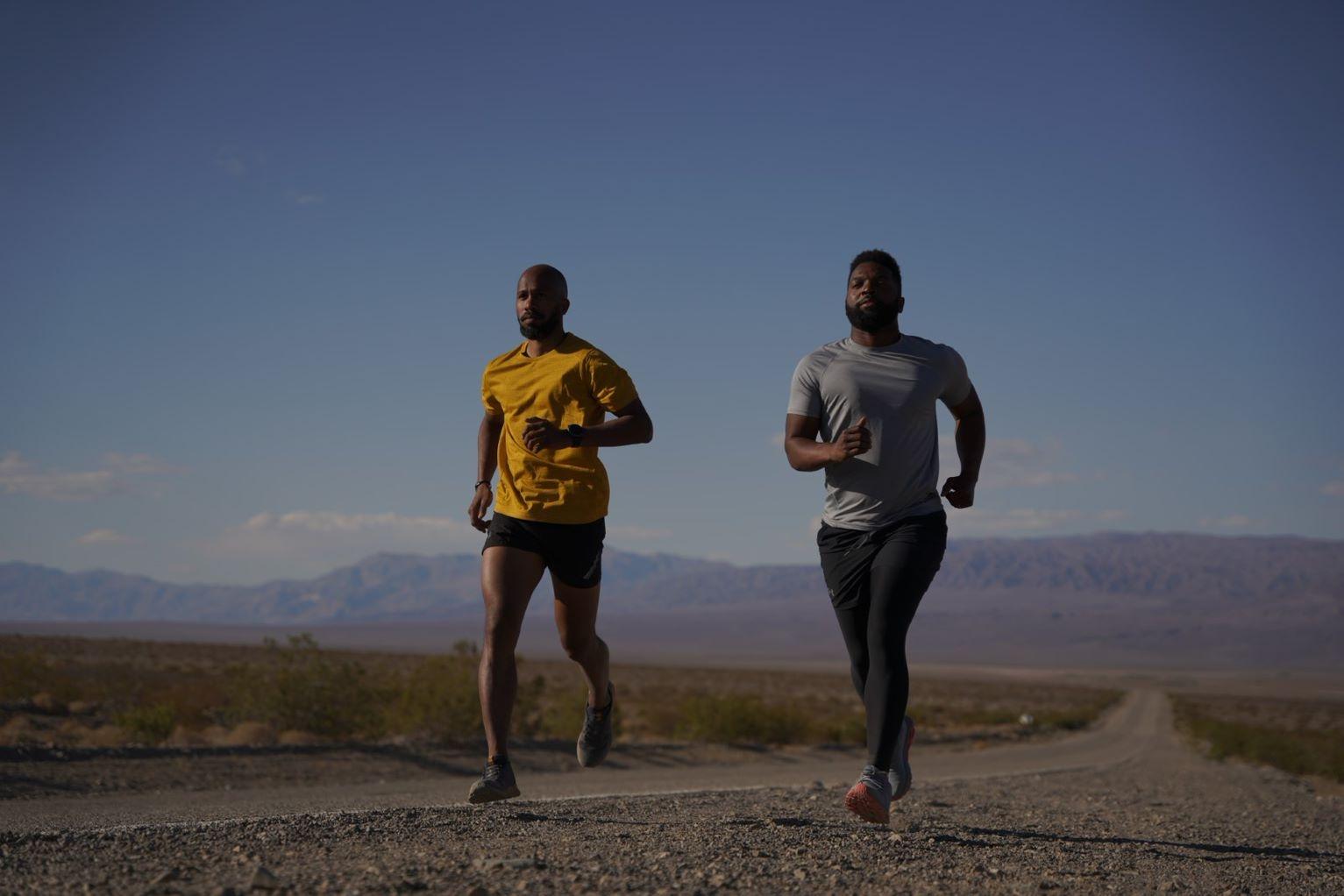 Mosi Smith and Baratunde Thurston jogging in Death Valley National Park, CA