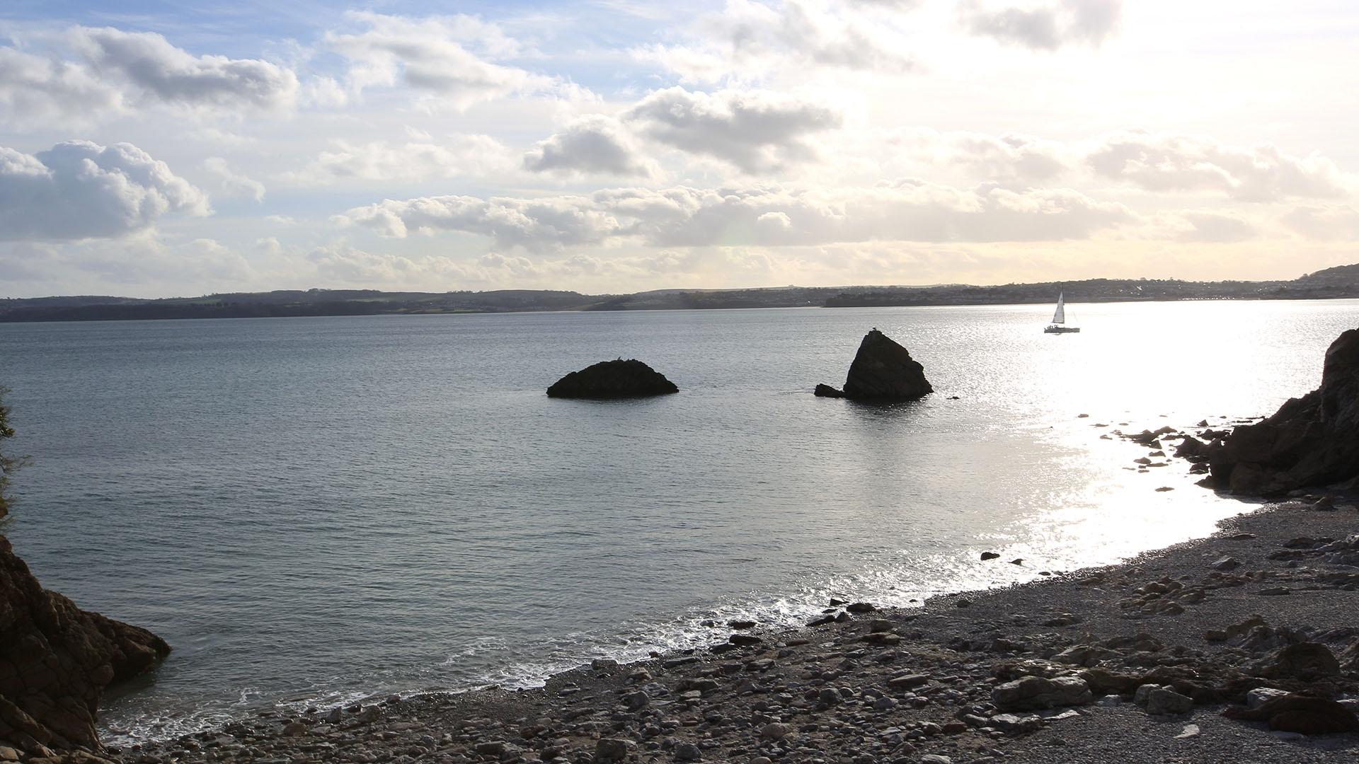 The bay at Torquay where Agatha Christie used to swim.