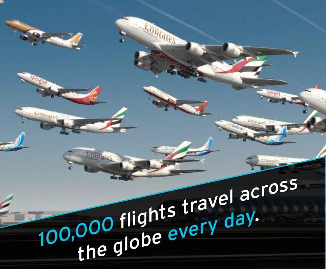 100,000 flights cross the globe every day.