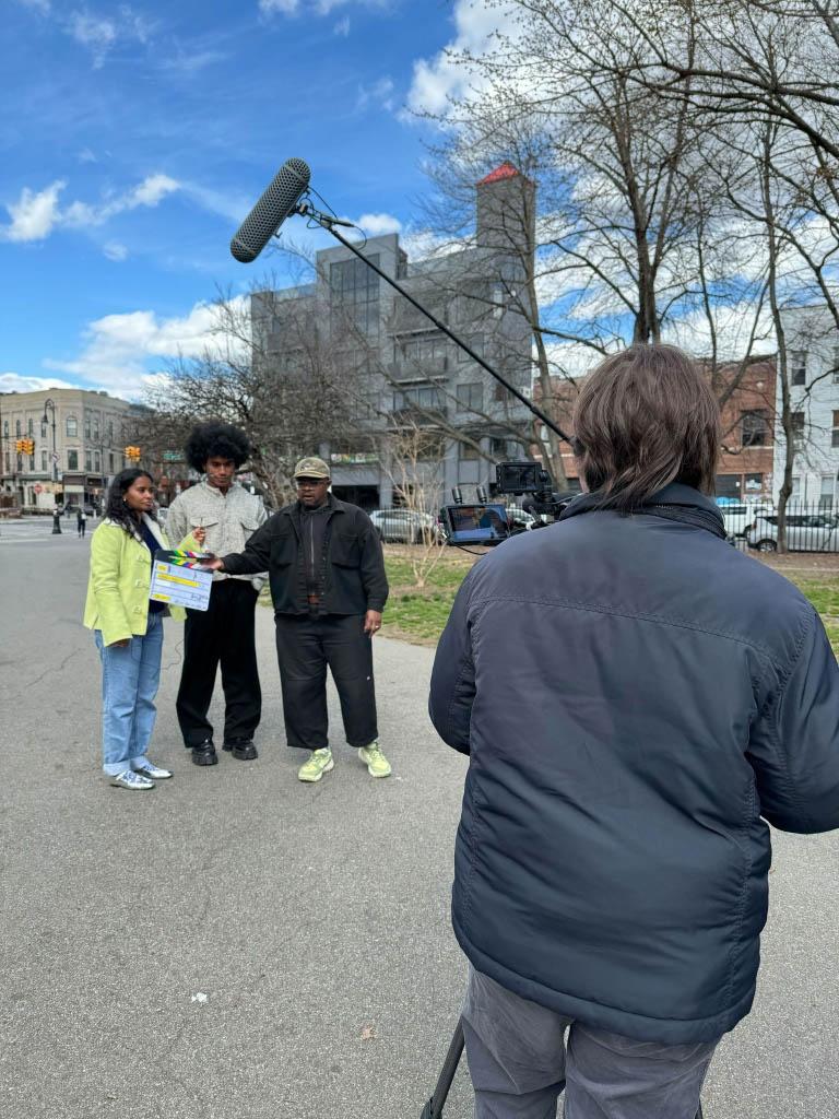 The Sound Field team shoots on the street for the music discovery episode. 