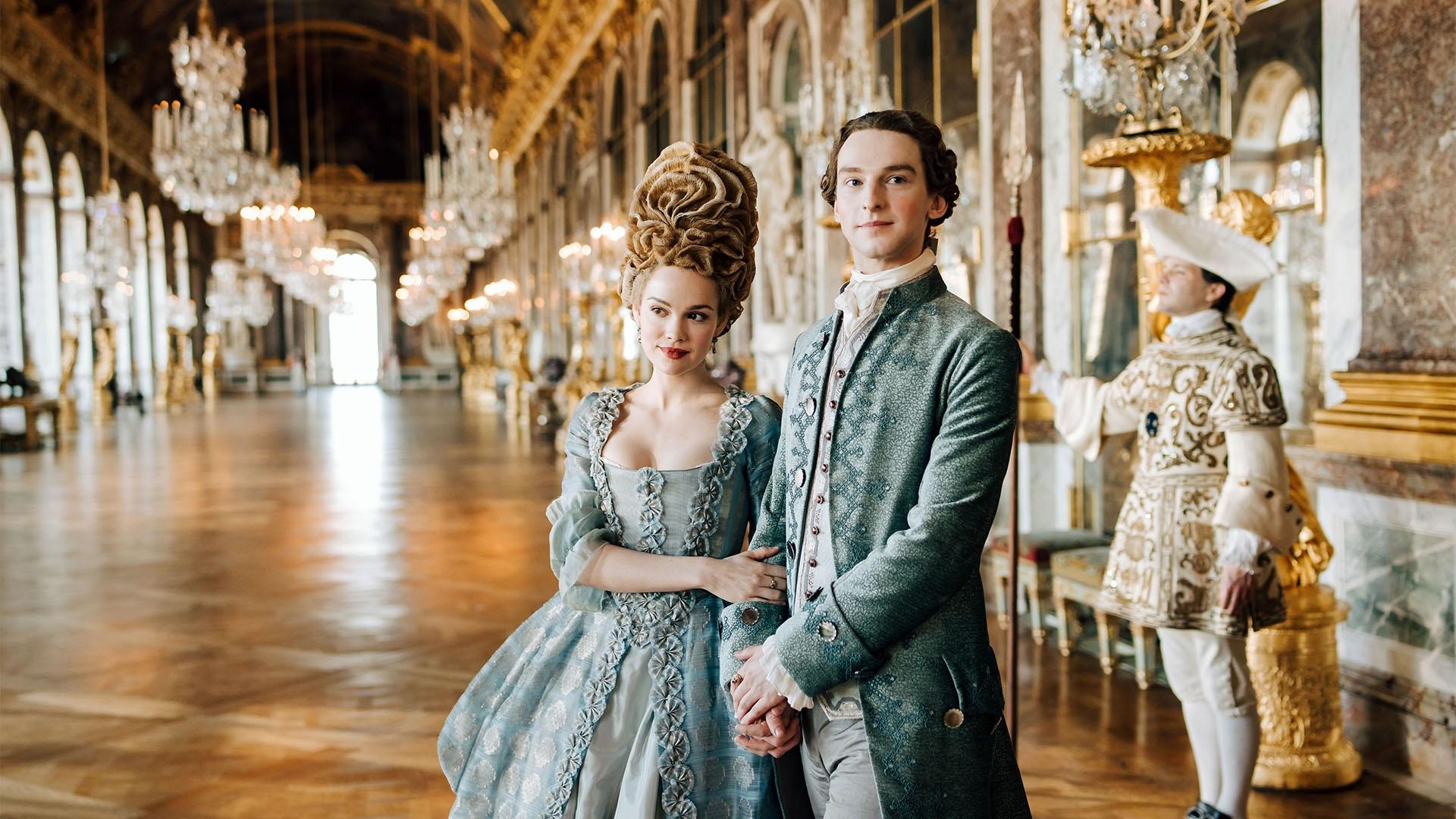 Marie Antoinette, played by actress Emilia Schüle, and Louis, played by actor Louis Cunningham
