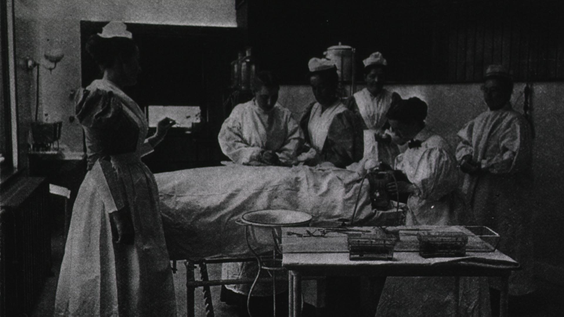 An operating theater at the Brooklyn Memorial Hospital for Women and Children. 