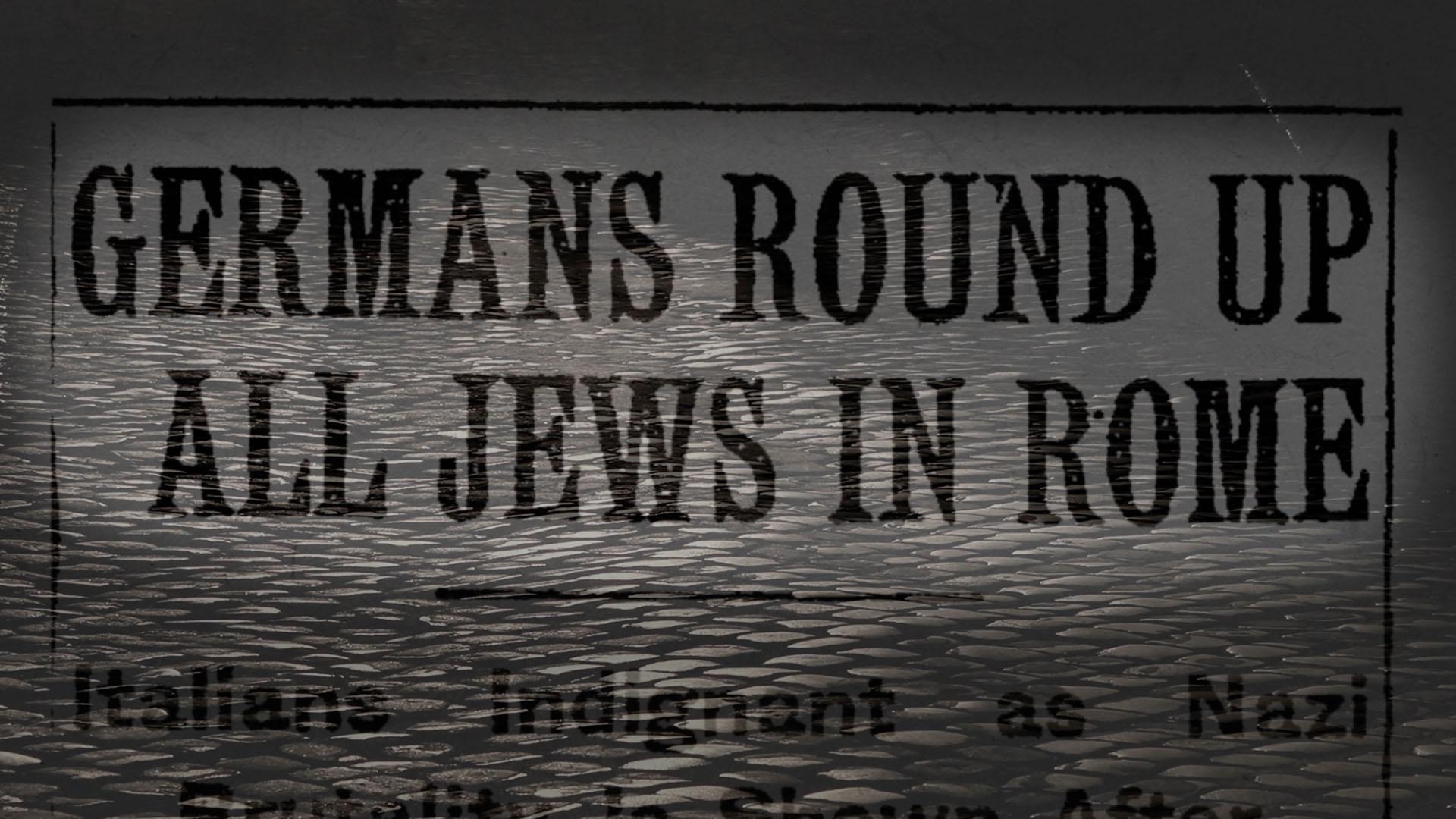 An image of a newspaper headline, announcing the Nazi roundup of Jews.