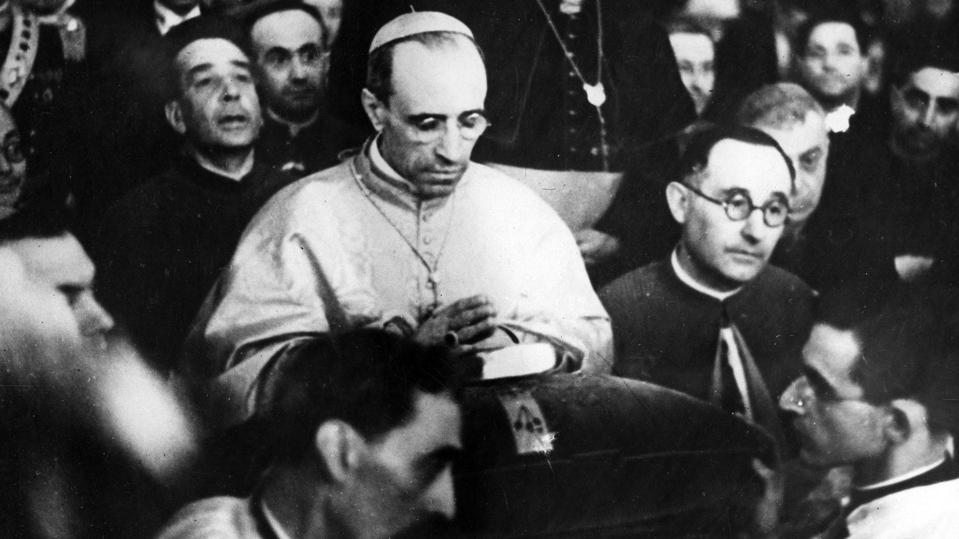 Black and white image of Pope Pius XII.