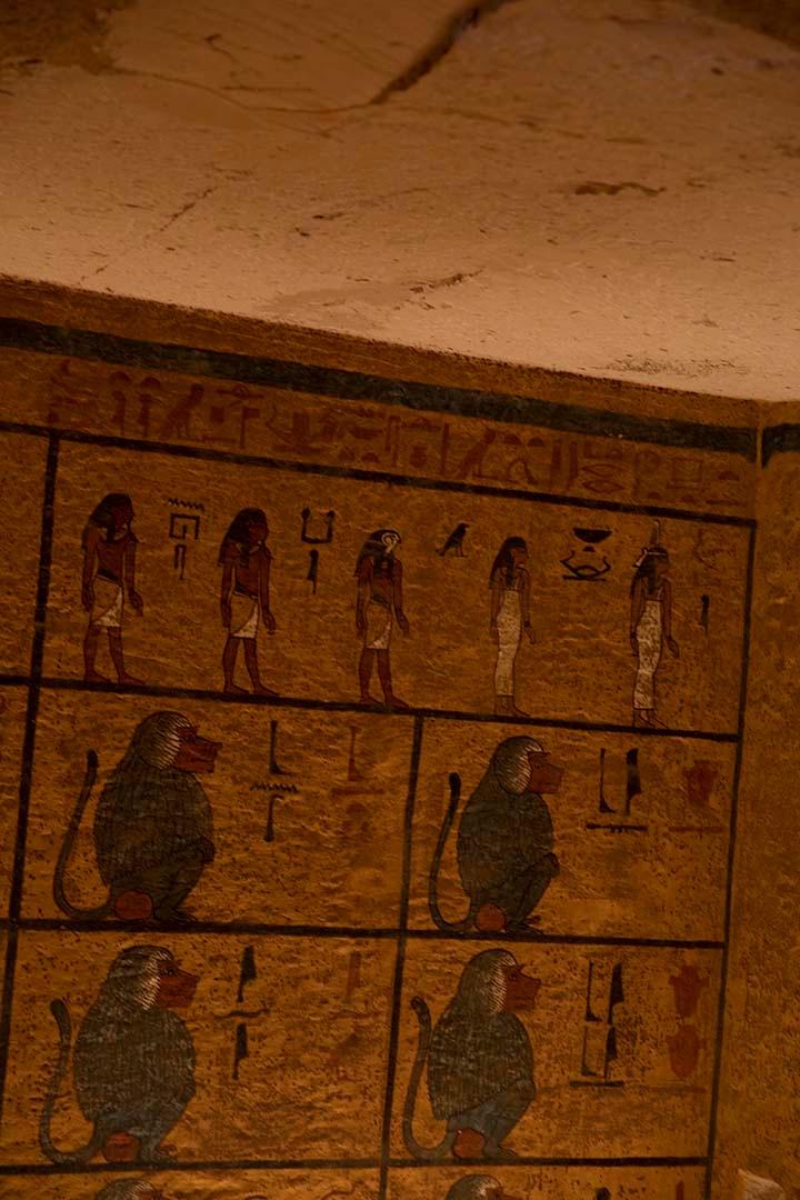 Image of a mural at the KV 62 Tomb of Tutankhamun