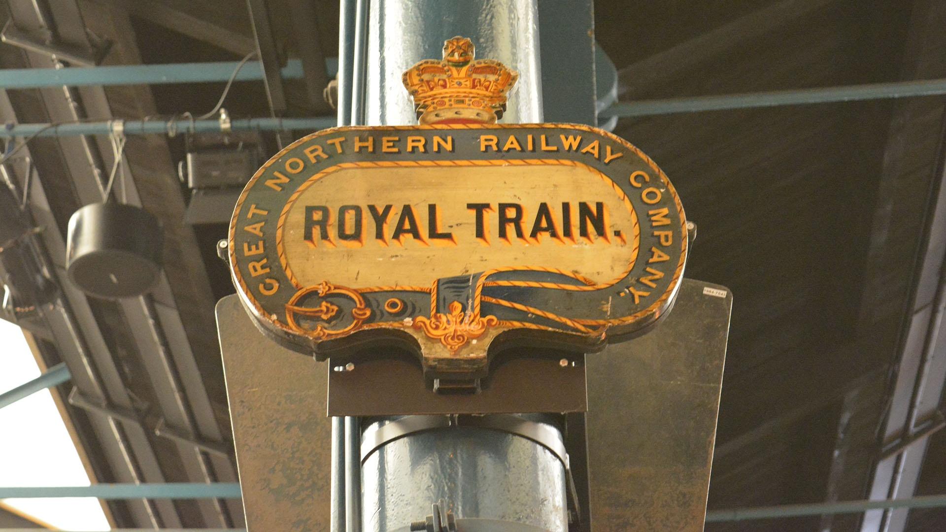 A royal train sign from the National Railway Museum.