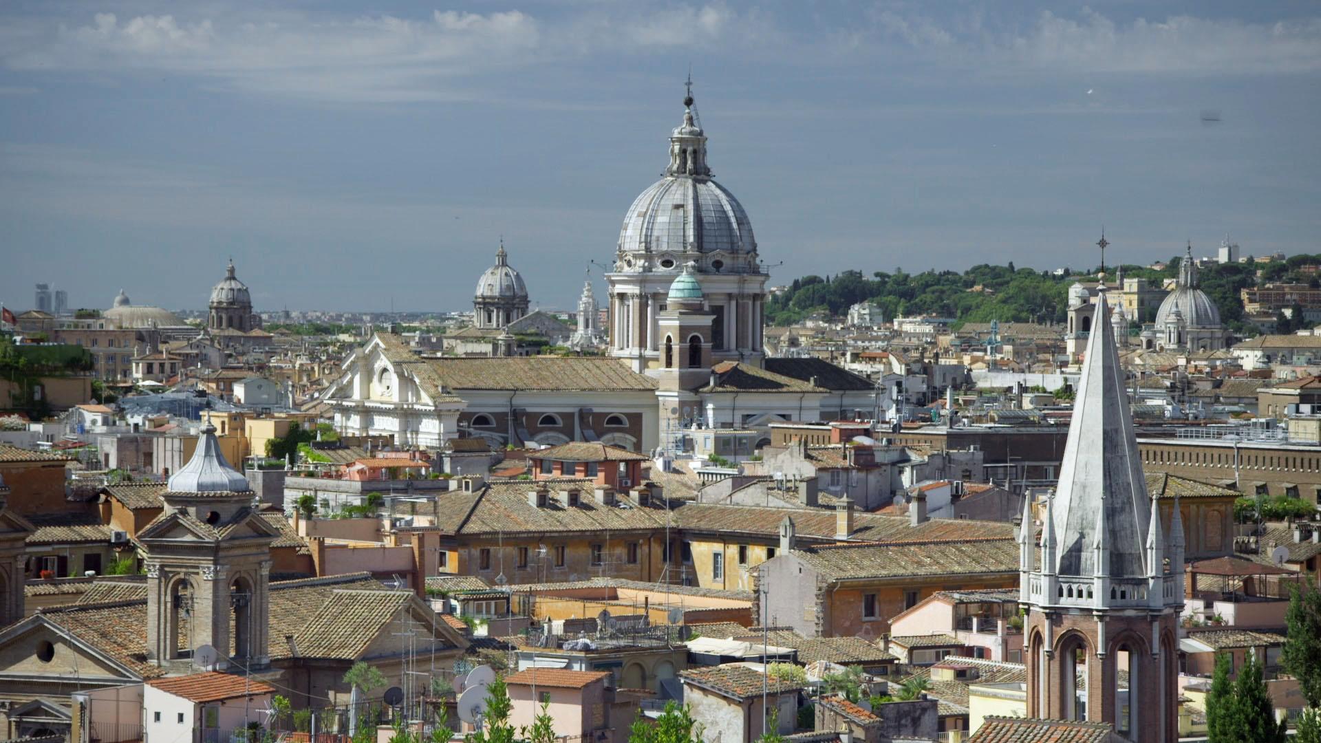 Aerial view of the rooftops of Rome