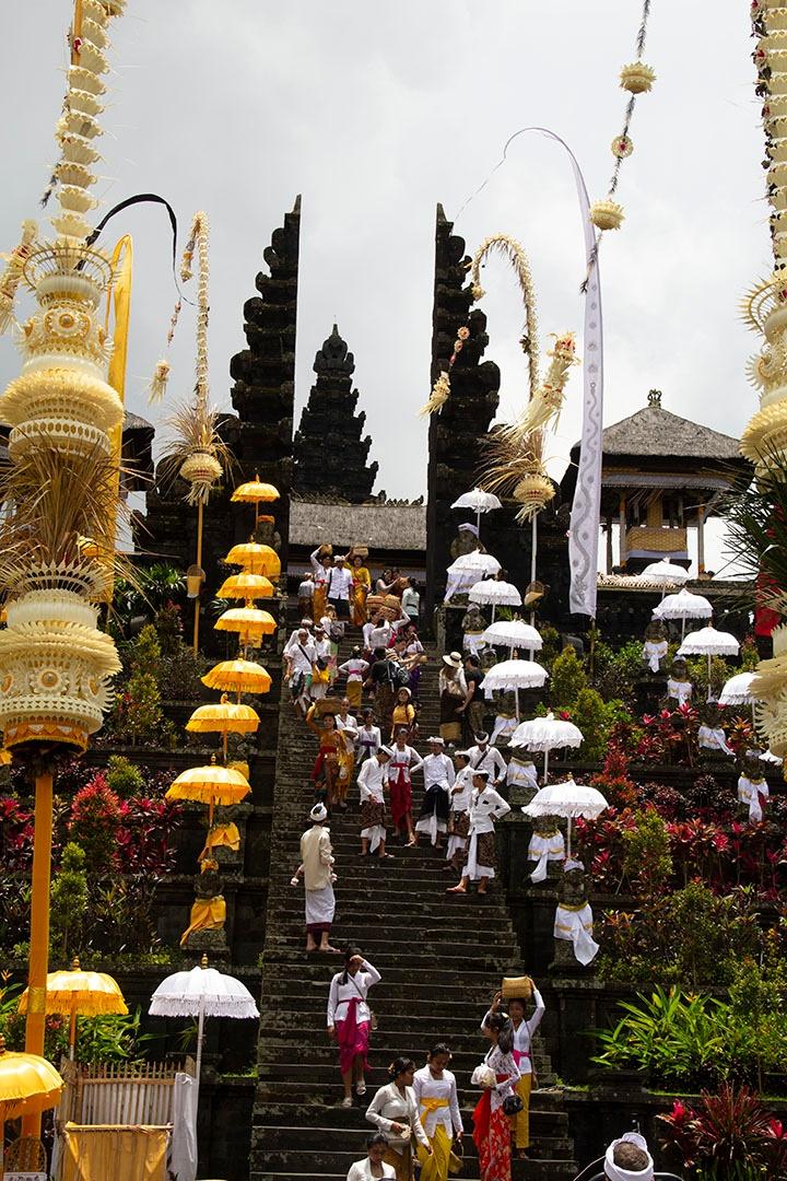 Worshippers at Besakih Temple in Bali, Indonesia.