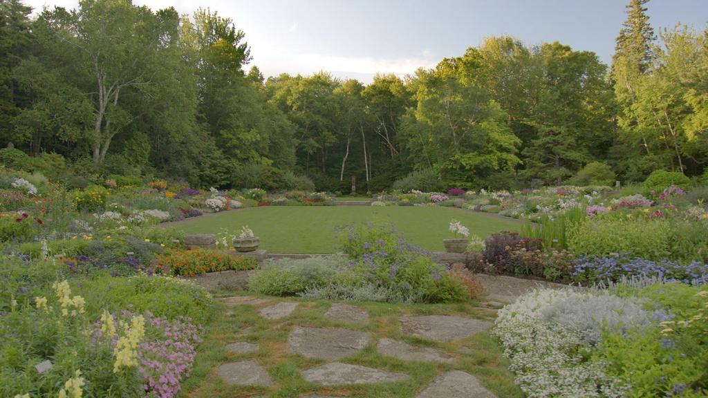 A view of the central lawn of the Abby Aldrich Rockefeller Garden in Maine.