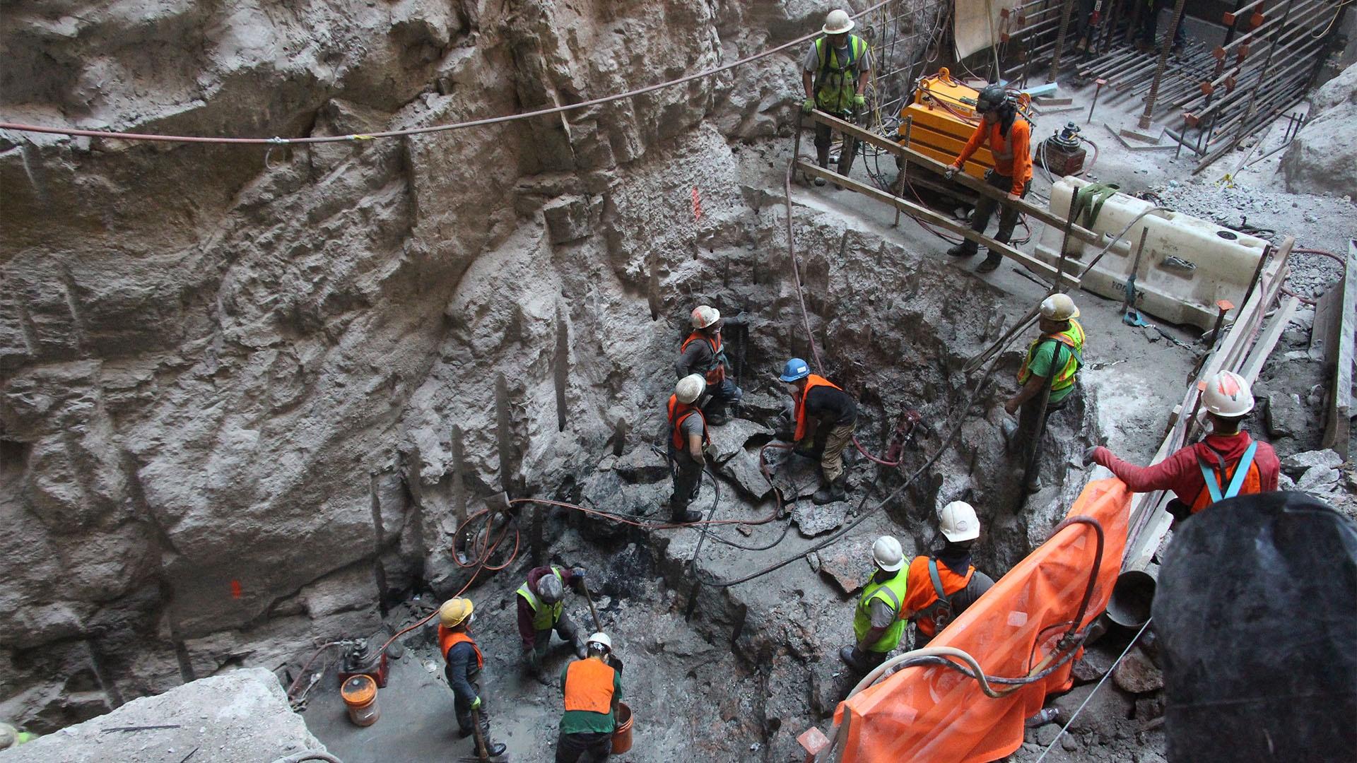 A construction team working on Skinny Skyscraper foundations, September, 2015.
