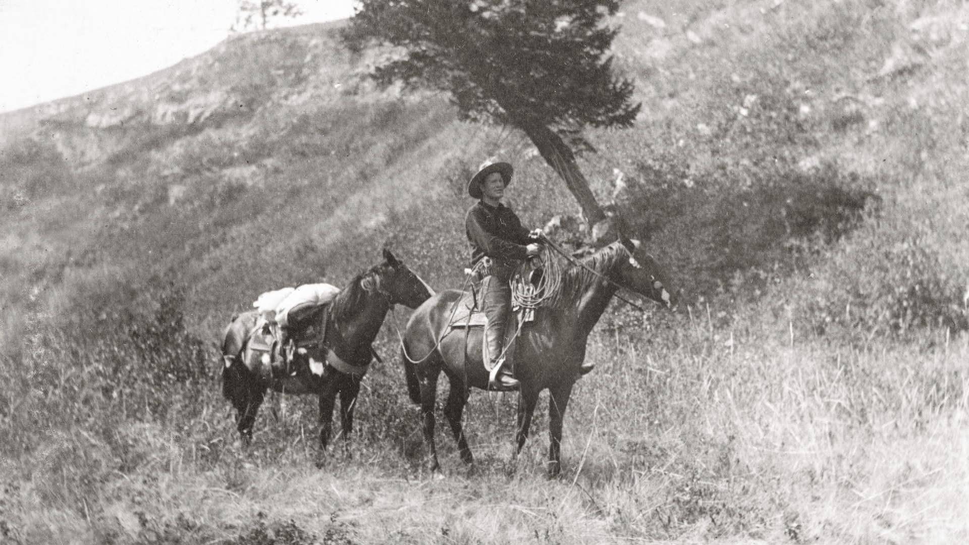 Image of Charlie Russell with two horses.