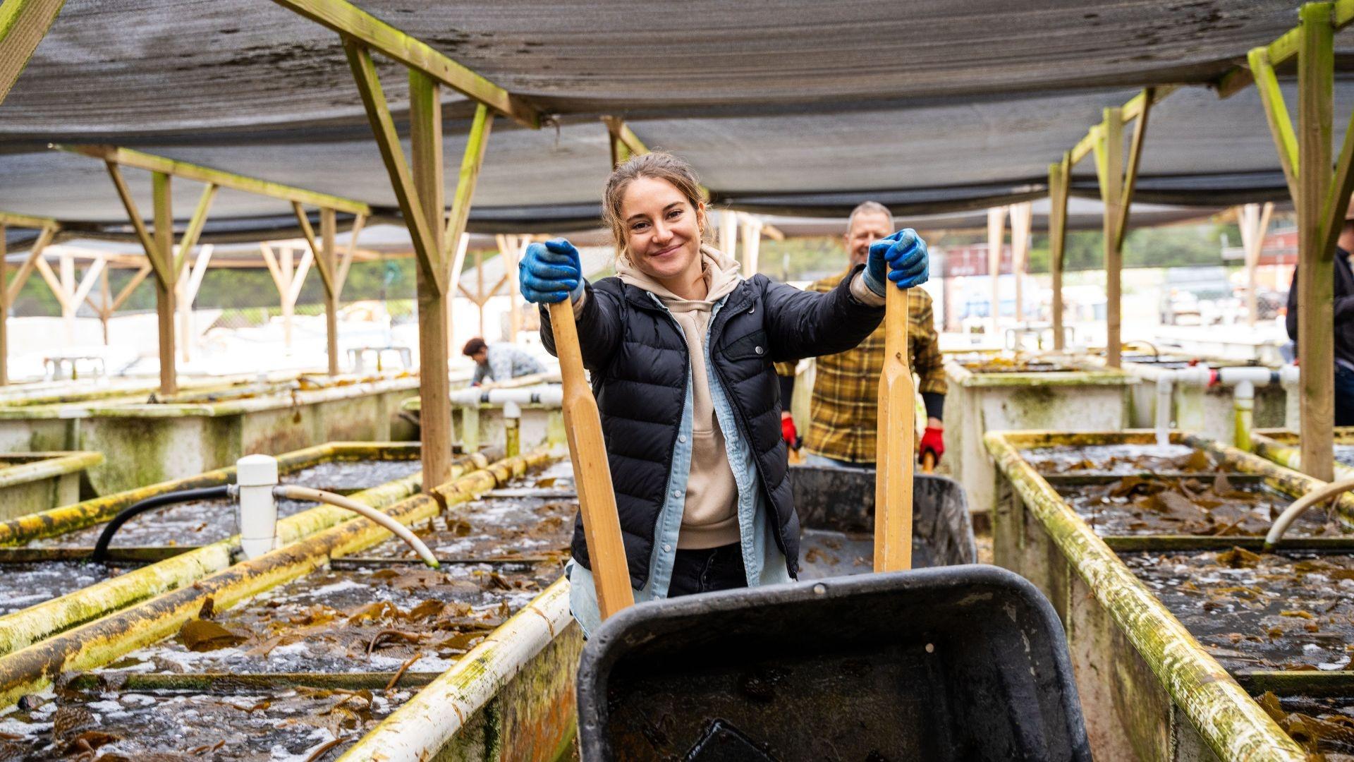 Shailene Woodley at the Cultured Abalone Farm.