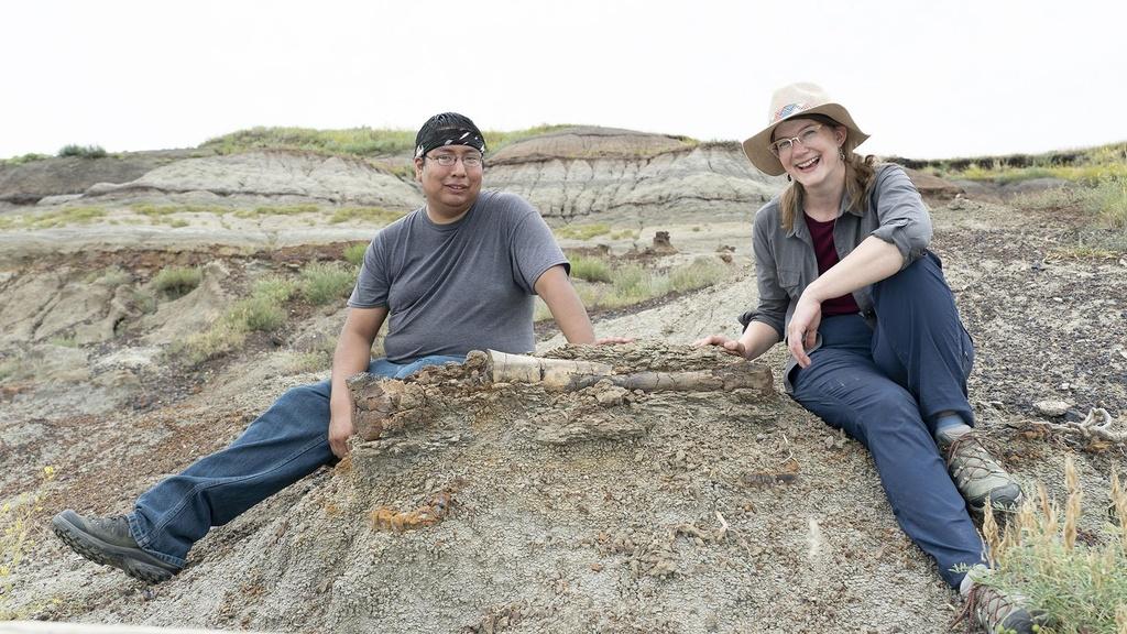 Prehistoric Road Trip host Emily Graslie and Ben Eagle, Standing Rock Institute of Natural History.