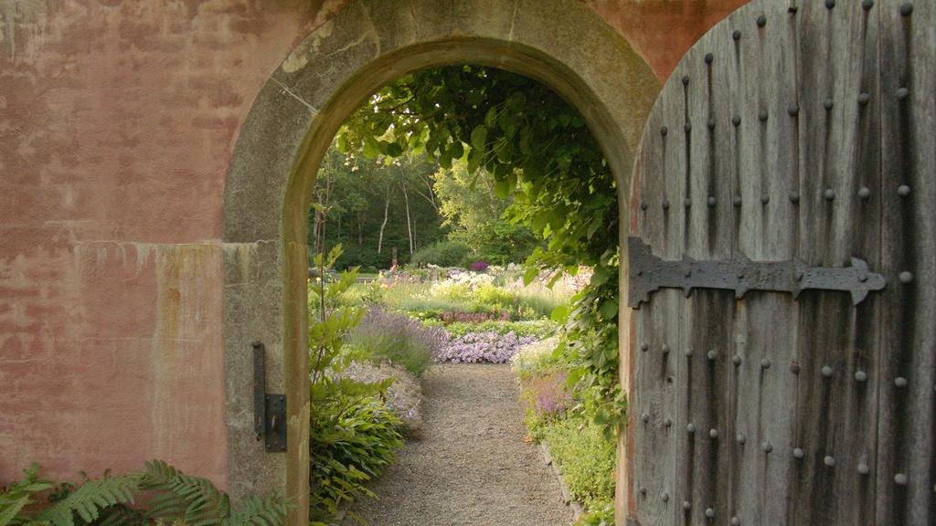 A view through the gate at the Abby Aldrich Rockefeller Garden in Maine.