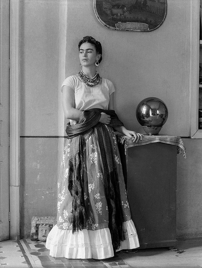 Frida Kahlo pictured with a crystal sphere in 1938, Coyoacán, Mexico. 