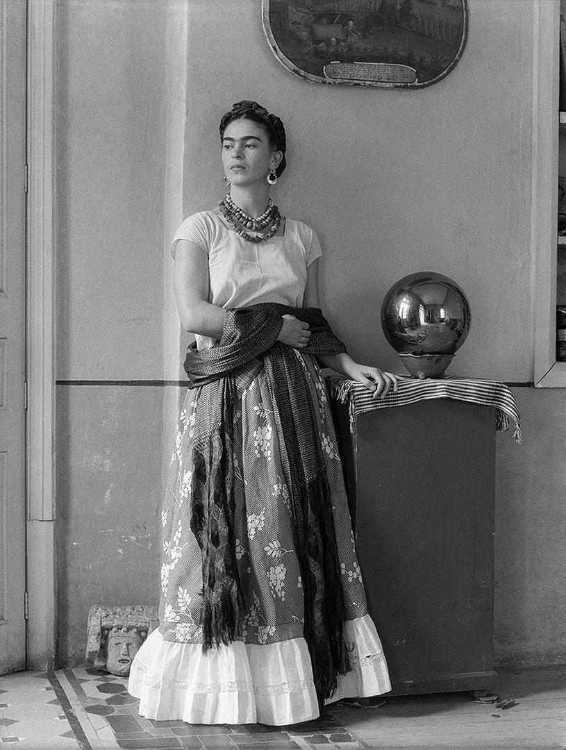 Frida Kahlo pictured with a crystal sphere in 1938, Coyoacán, Mexico. 