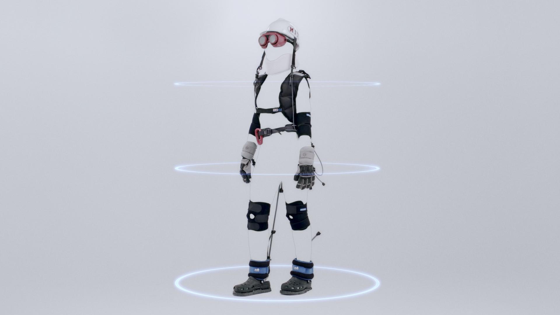 The MIT AgeLab_s AGNES aging suit, designed to help younger users walk in the shoes of an older adult.