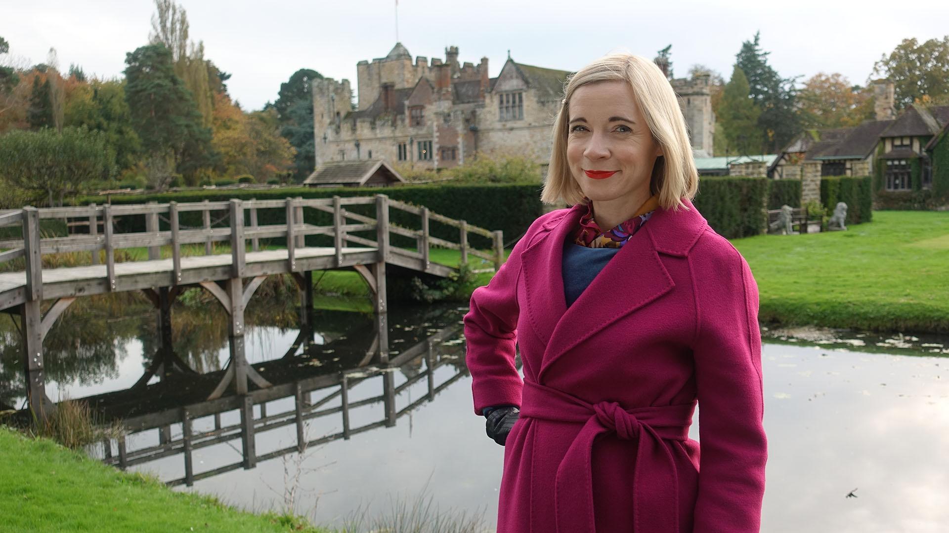 Lucy Worsley at Anne Boleyn’s family home, Hever Castle.
