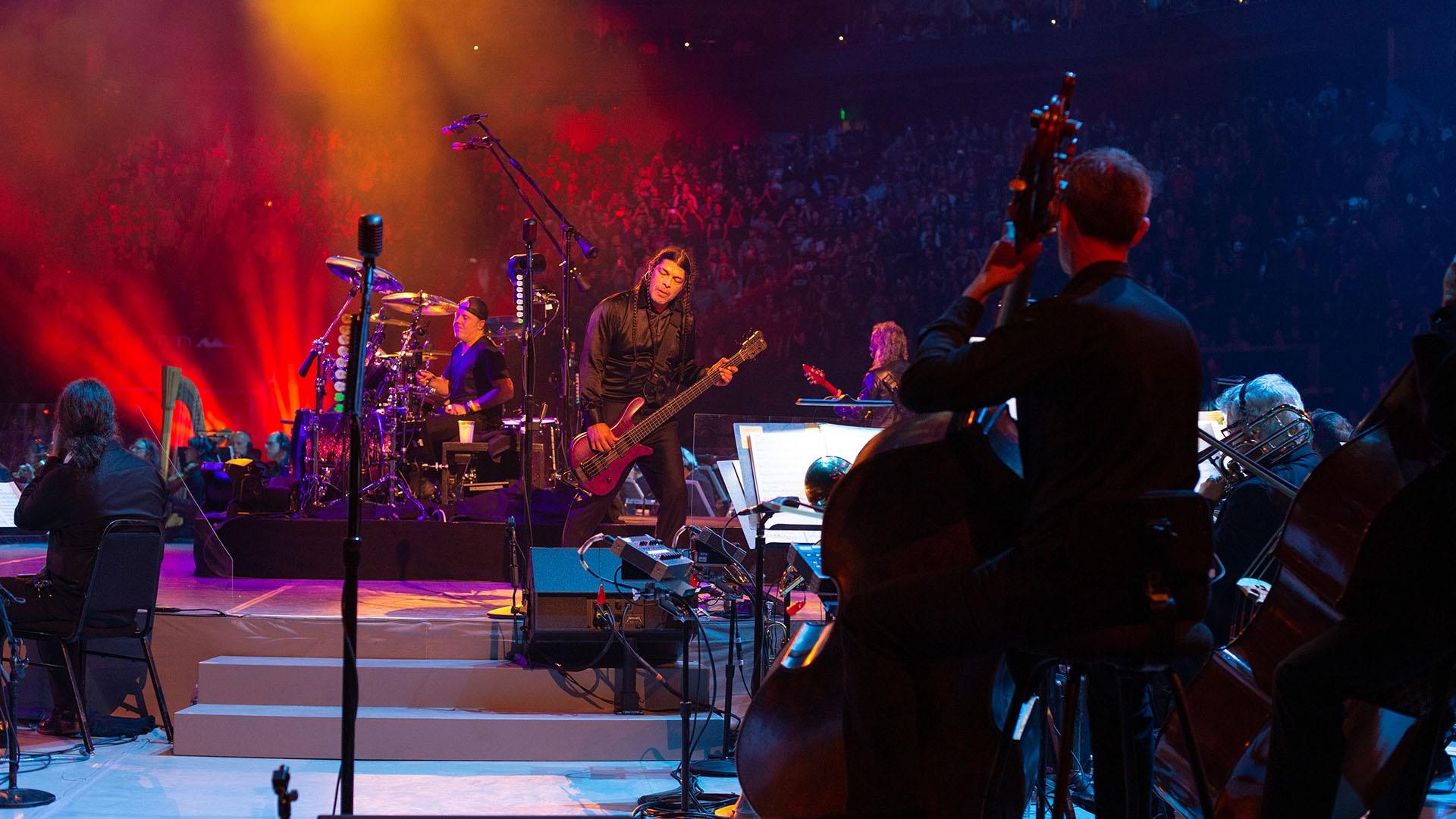 Metallica performing with the San Francisco Symphony.