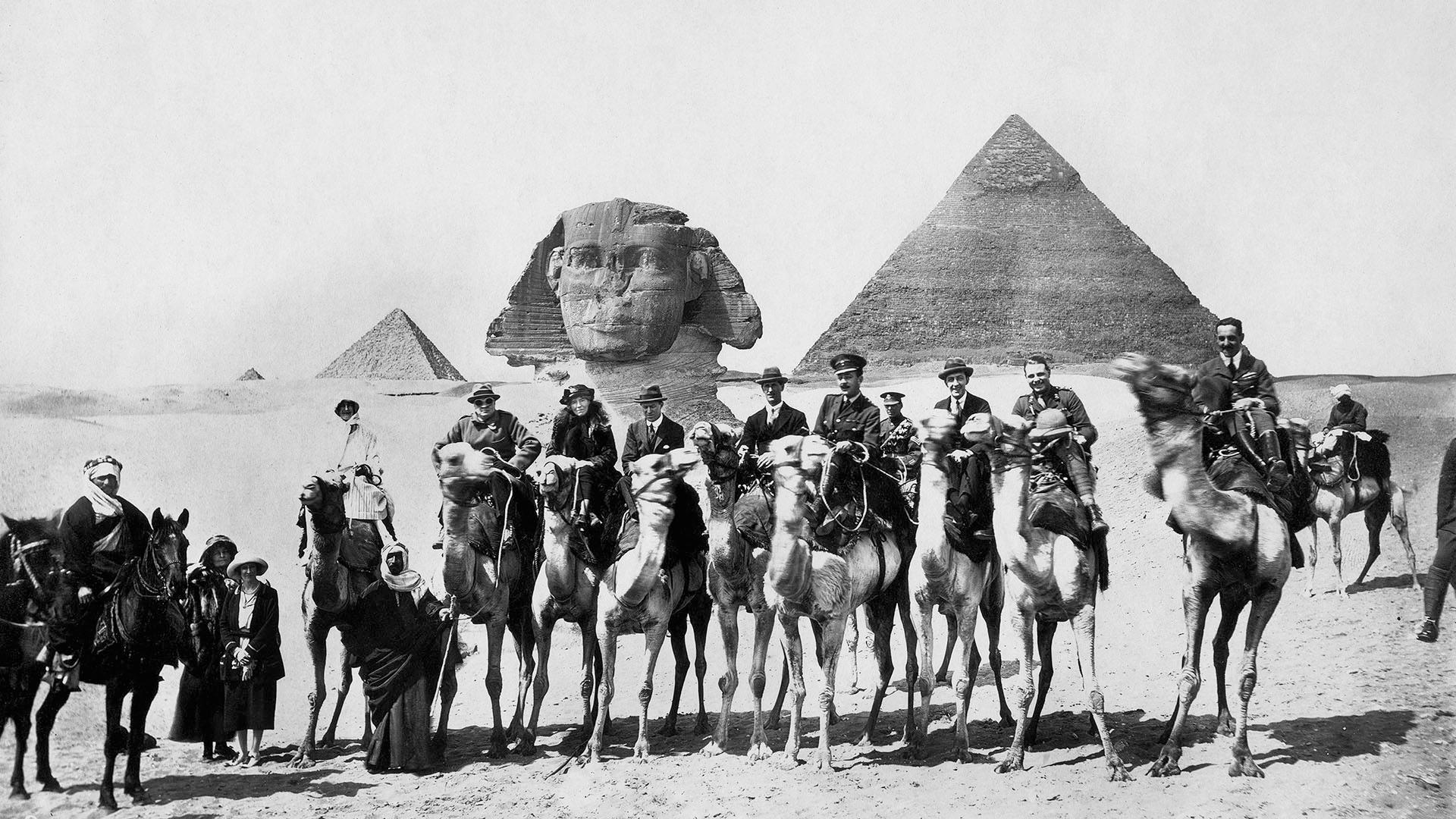 Cairo Conference, 1921, with Gertrude Bell, T.E. Lawrence, and Winston Churchill on camels.