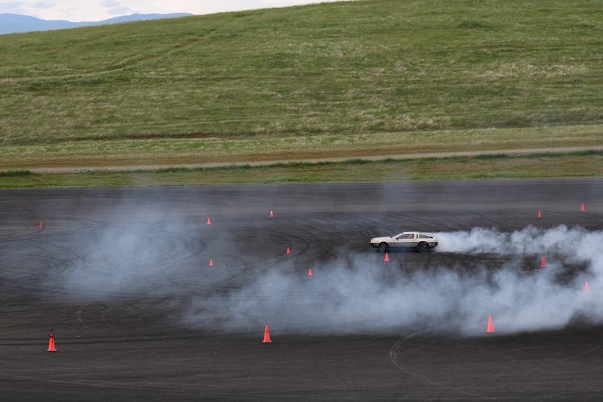 Driverless, remote control De Lorean car in action, USA