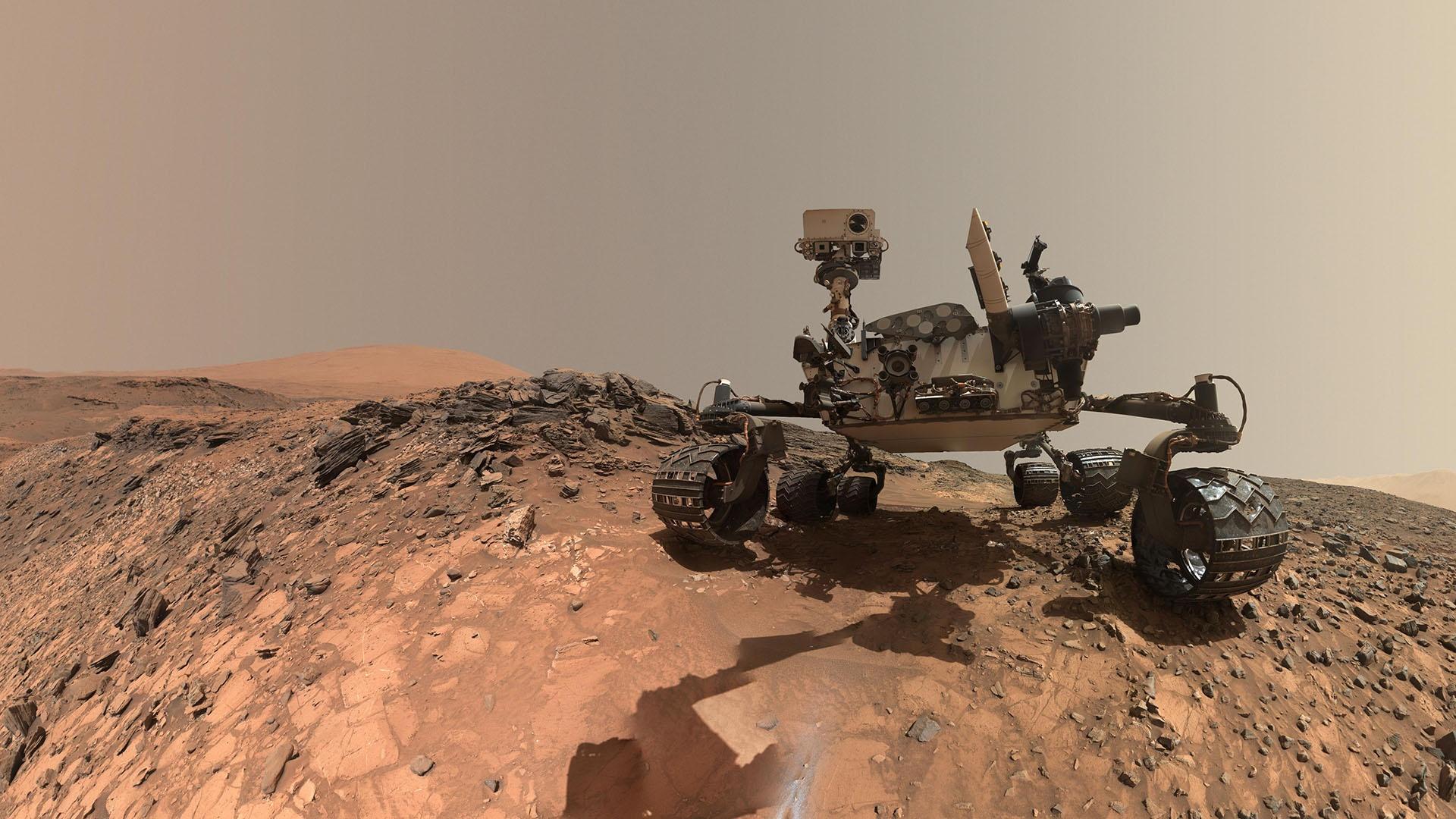 Mars Rover Curiosity takes a selfie on the Red Planet, c. 2015.