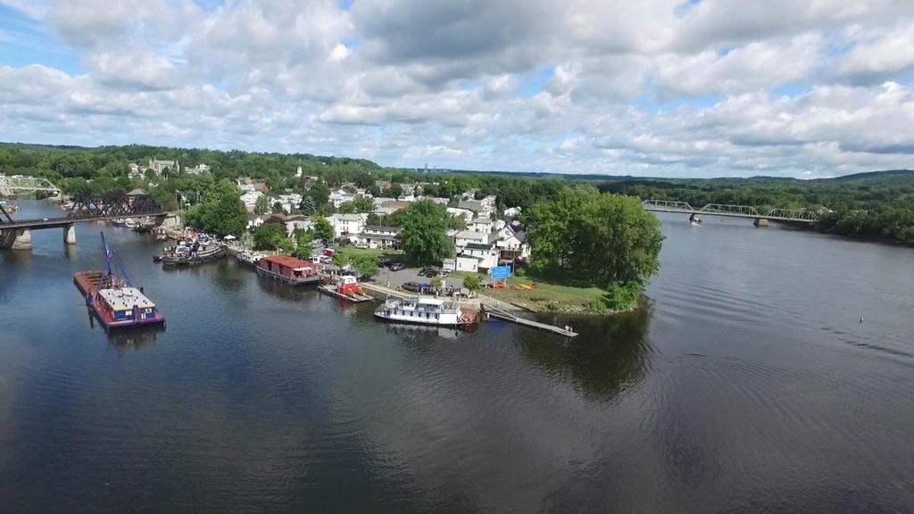 The Erie Canal connects to the rest of the world when it reaches the Hudson River at Waterford.