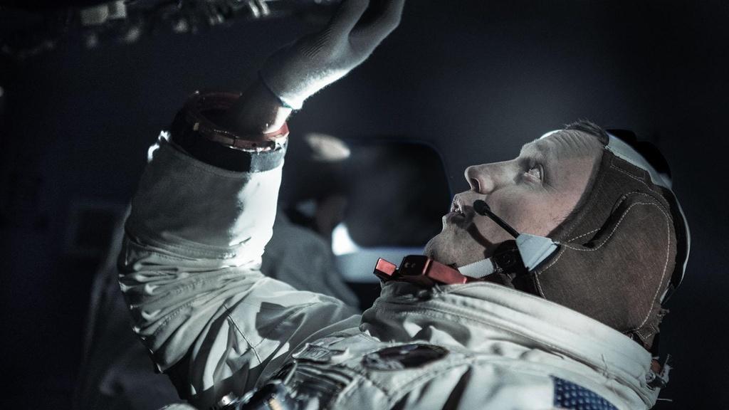 Neil Armstrong (Rufus Wright) on board the Command Service Module during the Apollo 11 mission.