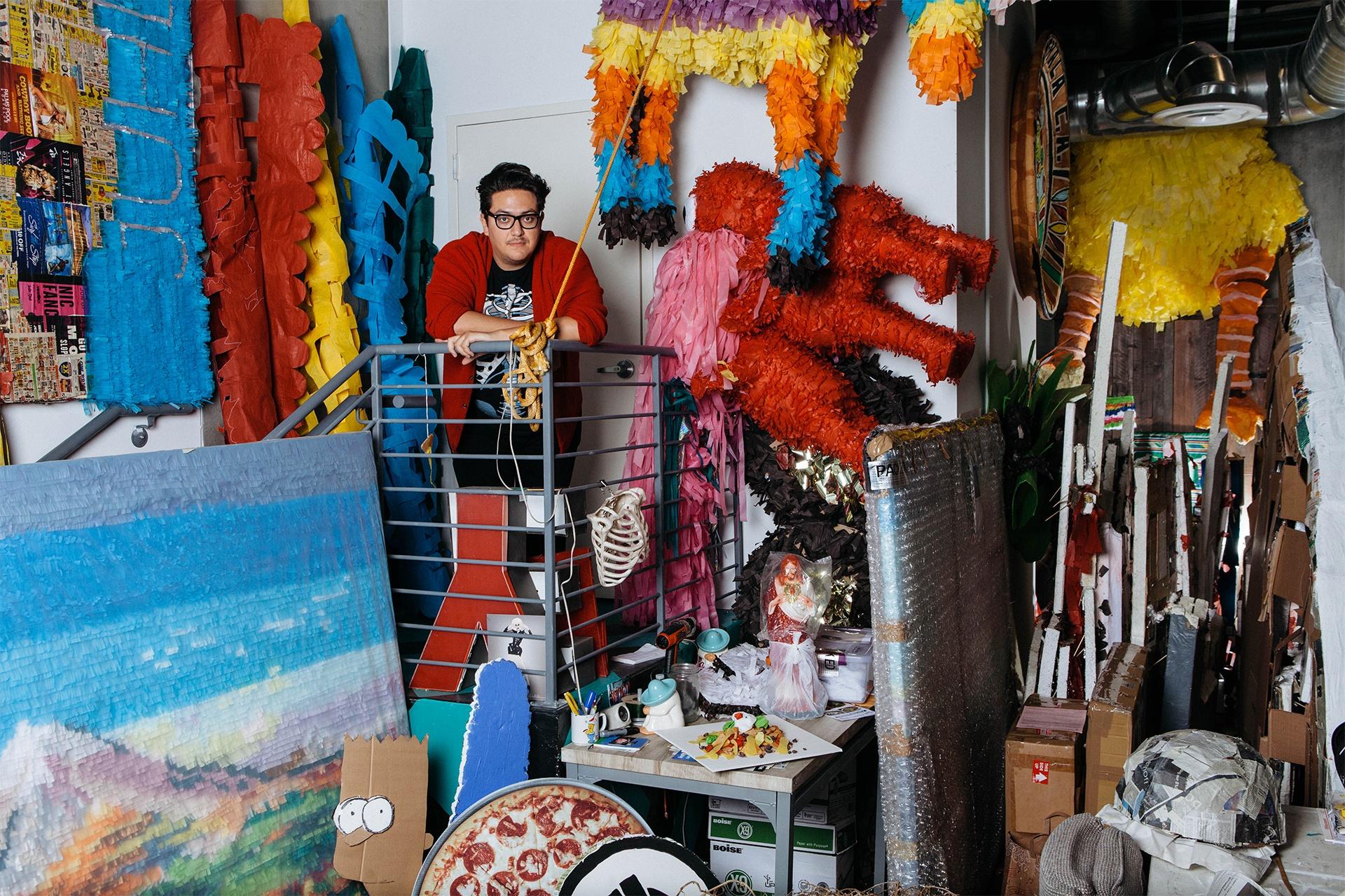 Las Vegas artist Justin Favela in his studio.