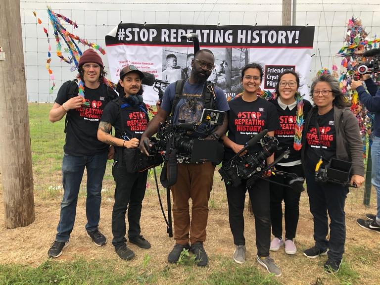 Production crew at Crystal City TX Detention Center Rally