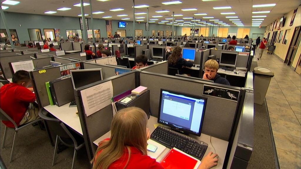Students spend more than half their school day on computers at Carpe Diem Charter School.