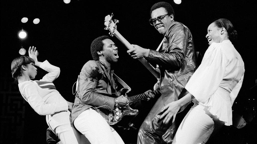 Luci Martin, Nile Rodgers, Bernard Edwards, Alfa Anderson of Chic perform in the 1970's
