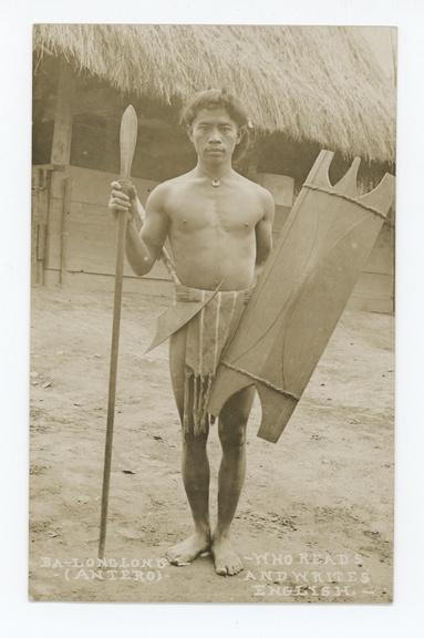 Black and White photo of Antero Cabrera and weapon